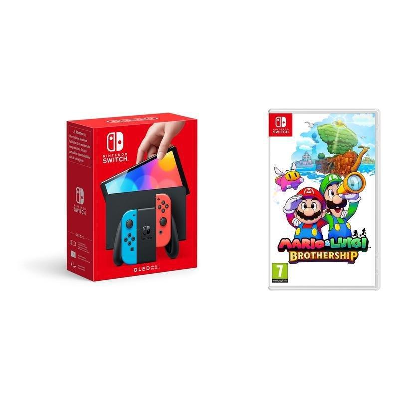 Nintendo Switch OLED Neon Console + Mario & Luigi Brothership (Bundle), , medium