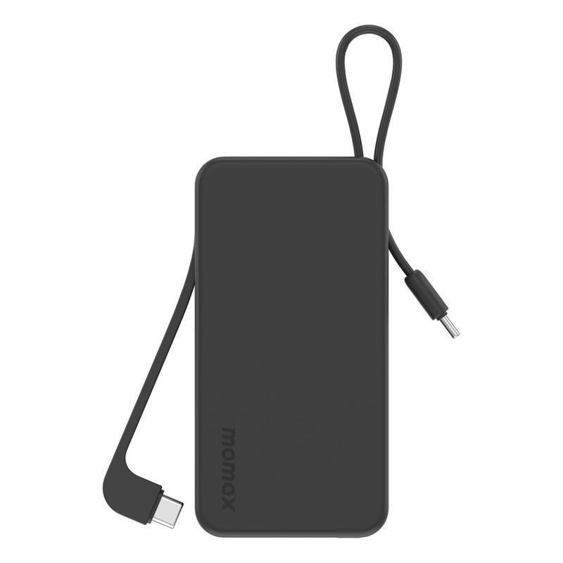 Momax 1-Power Vital+ 10000mAh Power Bank With Dual Built In USB-C Cable - Black, , large image number 1