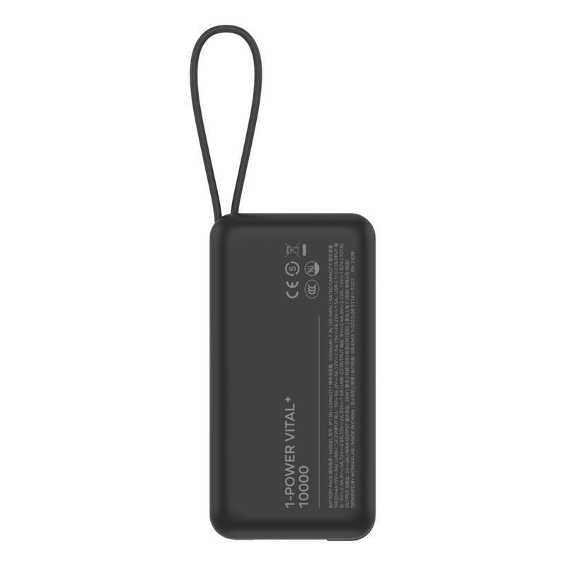 Momax 1-Power Vital+ 10000mAh Power Bank With Dual Built In USB-C Cable - Black, , large image number 2