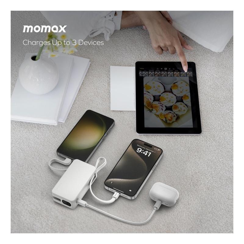 Momax 1-Power Vital+ 10000mAh Power Bank With Dual Built In USB-C Cable - Black, , large image number 4