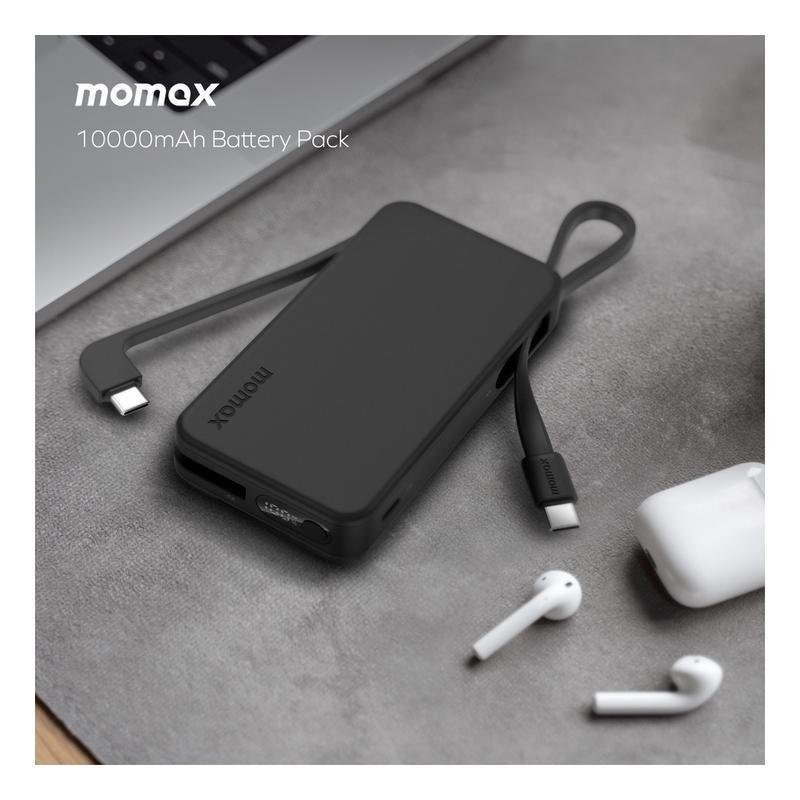 Momax 1-Power Vital+ 10000mAh Power Bank With Dual Built In USB-C Cable - Black, , large image number 5