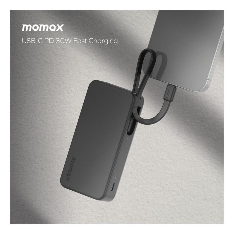 Momax 1-Power Vital+ 10000mAh Power Bank With Dual Built In USB-C Cable - Black, , large image number 8