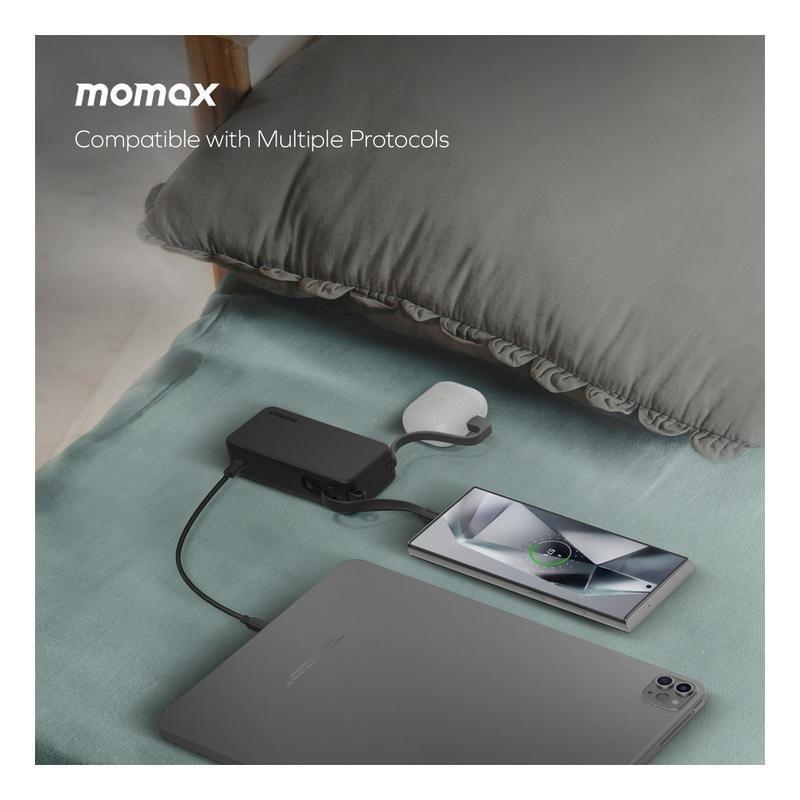 Momax 1-Power Vital+ 10000mAh Power Bank With Dual Built In USB-C Cable - Black, , large image number 9
