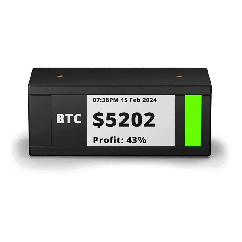TickrMeter Crypto & Stock Ticker Portable Display Screen with E-Ink Screen and WiFi Connectivity - Black, , medium