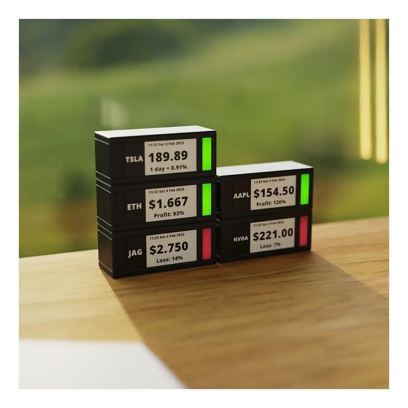 TickrMeter Crypto & Stock Ticker Portable Display Screen with E-Ink Screen and WiFi Connectivity - Black, , large image number 3