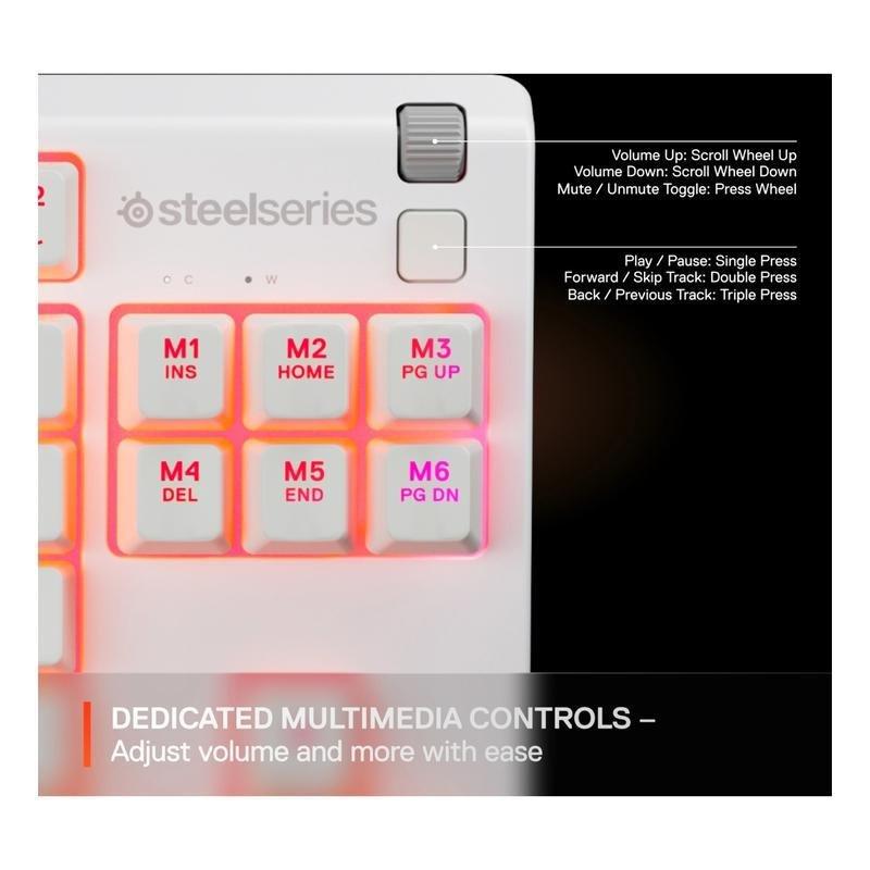 SteelSeries APEX 3 TKL White Gaming Keyboard - Whisper-Quiet Switch (US Layout), , large image number 5