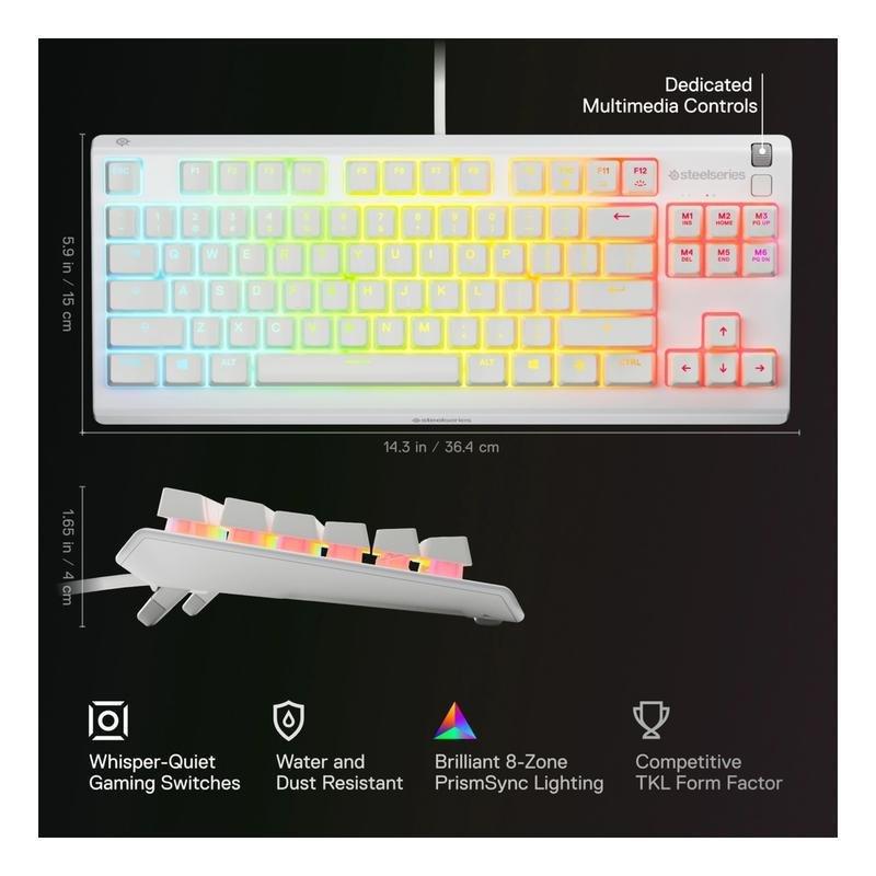 SteelSeries APEX 3 TKL White Gaming Keyboard - Whisper-Quiet Switch (US Layout), , large image number 6