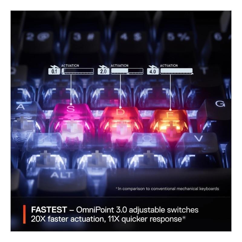 Steelseries Apex Pro Gen 3 TKL White Gaming Keyboard - OmniPoint 3.0 Adjustable HyperMagnetic Switches (US Layout), , large image number 2