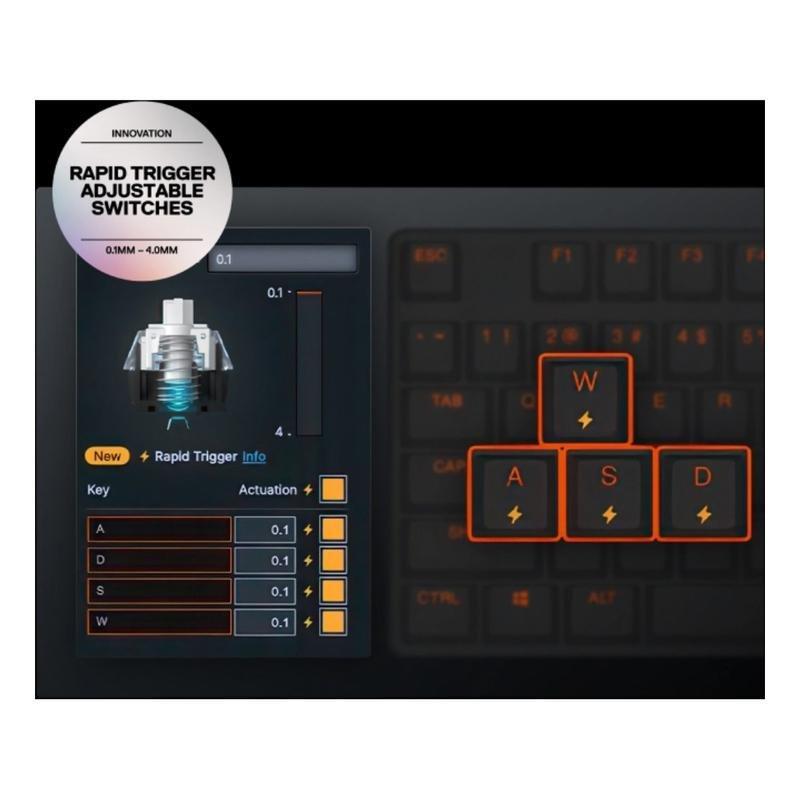 Steelseries Apex Pro Gen 3 TKL White Gaming Keyboard - OmniPoint 3.0 Adjustable HyperMagnetic Switches (US Layout), , large image number 7