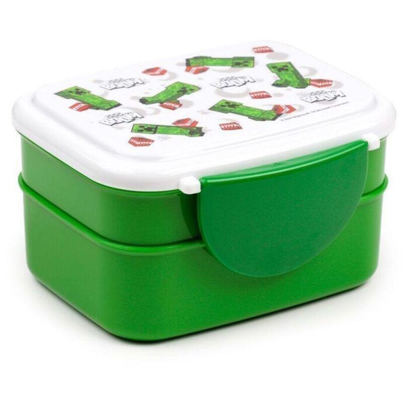 Puckator Minecraft Creeper & Tnt Clip Lock Stacked Bento Lunch Box With Cutlery, , large image number 2