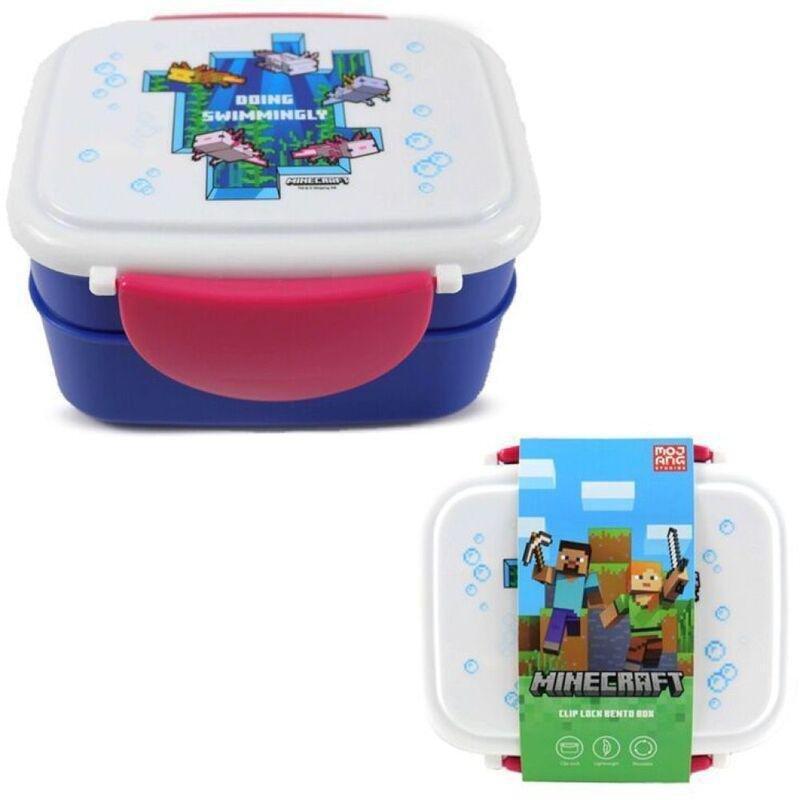 Puckator Minecraft Axolotl Clip Lock Stacked Bento Lunch Box With Cutlery, , large image number 1