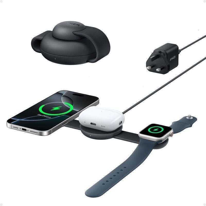 Anker Maggo Wireless Charging Station (3-In-1/ Foldable Pad) - Black, , medium
