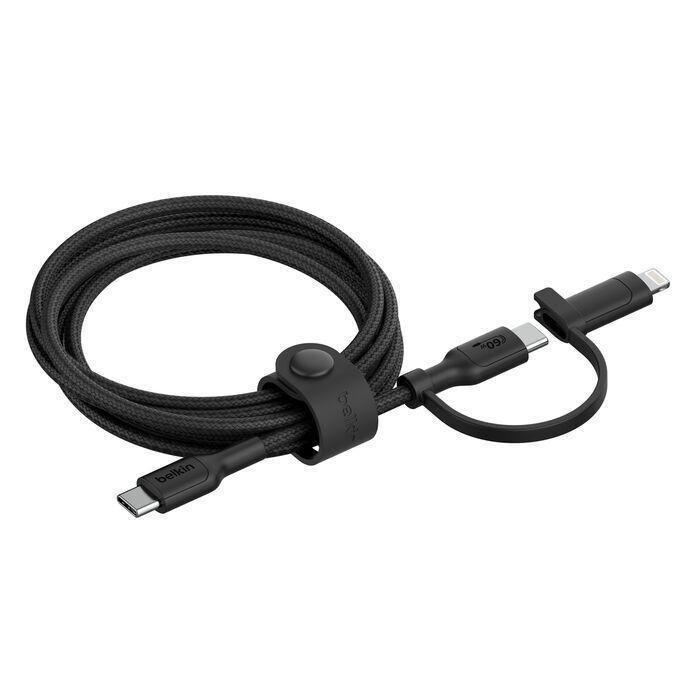 Belkin 2-In-1 Cable With USB-C And Lightning Connector 1.5M - Black, , medium