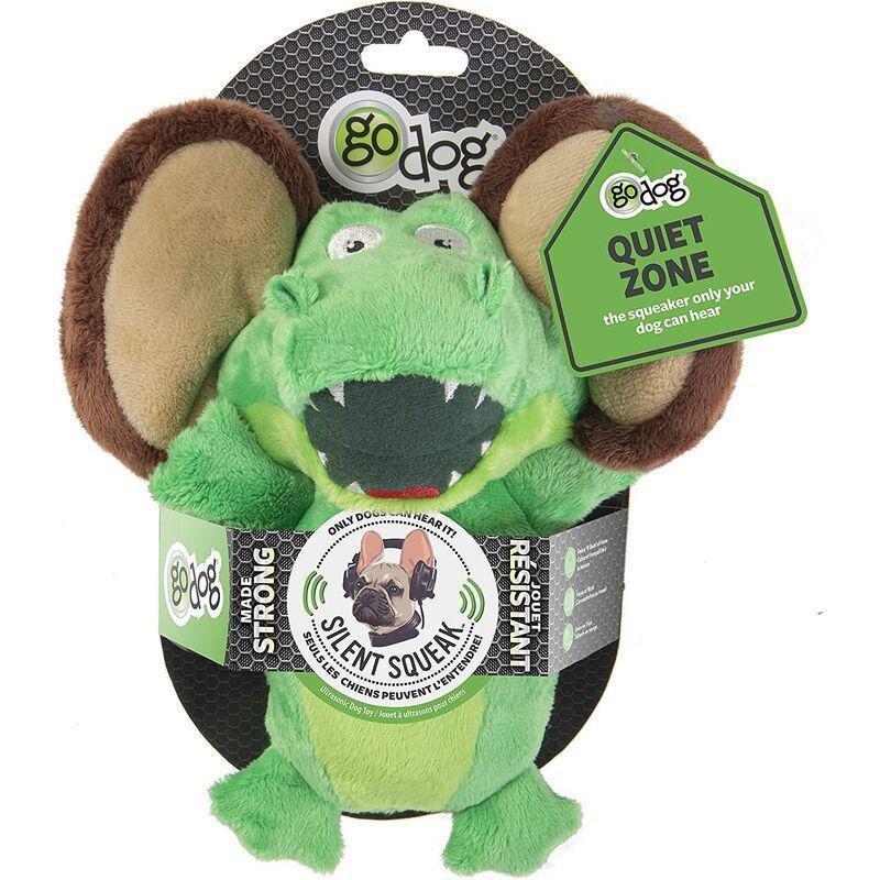 Godog Silent Squeak Flips Gator Monkey Durable Plush Dog Toy with Chew Guard Technology - Small, , large image number 2