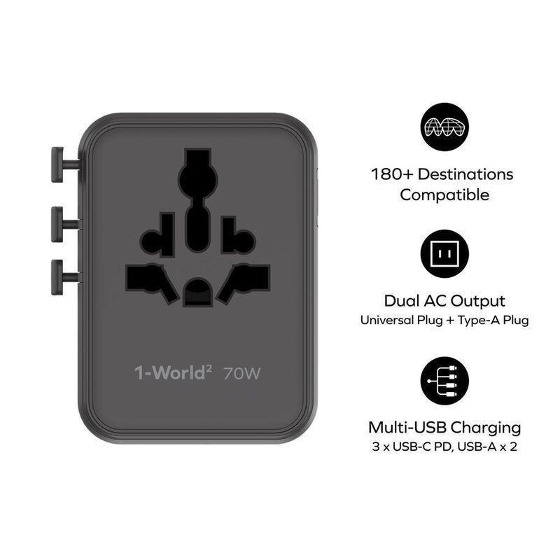 Momax 1-World 20W Travel Adaptor - Black, , large image number 1