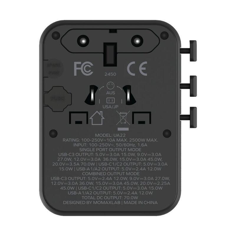 Momax 1-World 20W Travel Adaptor - Black, , large image number 6