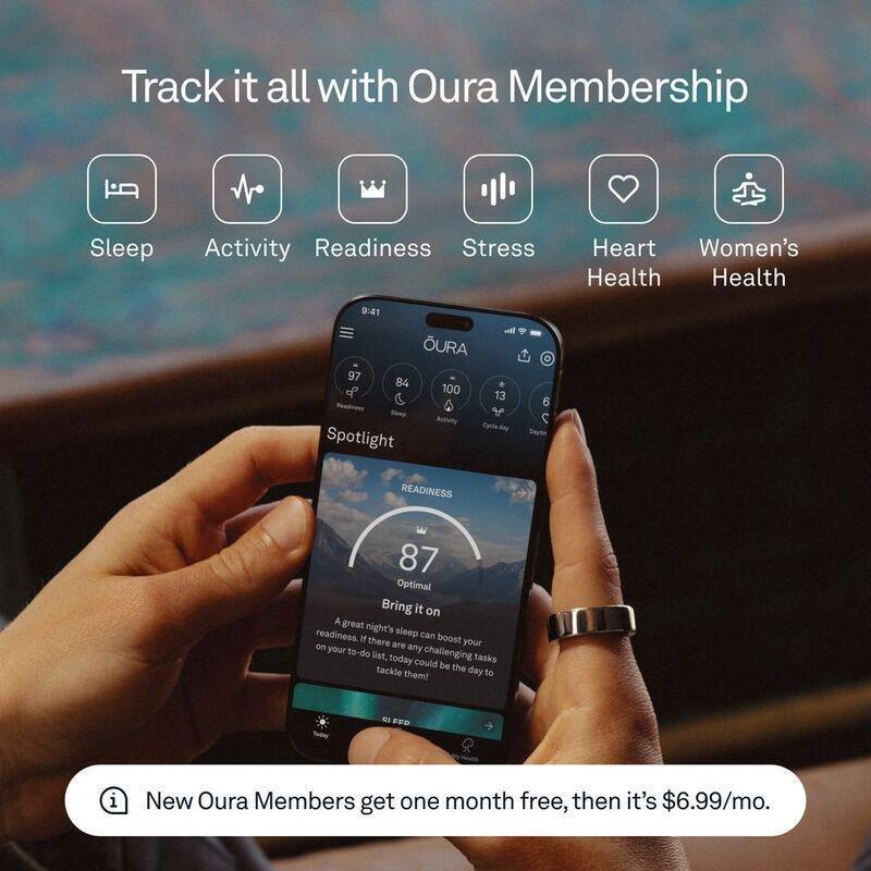 Oura Ring 4 Smart Ring Health Activity Tracker - Brushed Silver (Ring Size 6), , large image number 1