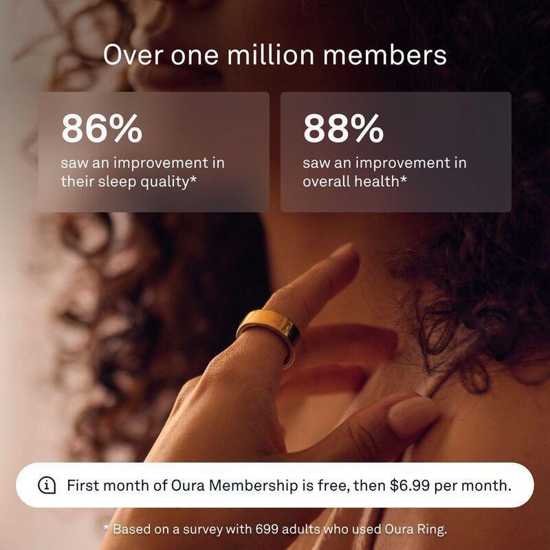 Oura Ring 4 Smart Ring Health Activity Tracker - Gold (Ring Size 8), , large image number 4