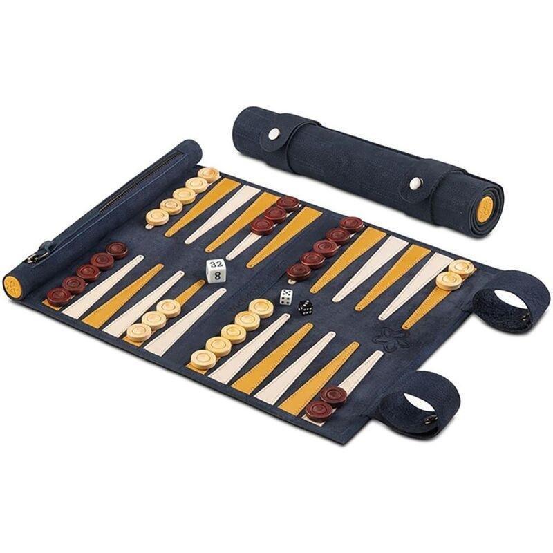 Melia Games Backgammon Travel Roll Up Leather Set - Canarias, , large image number 0