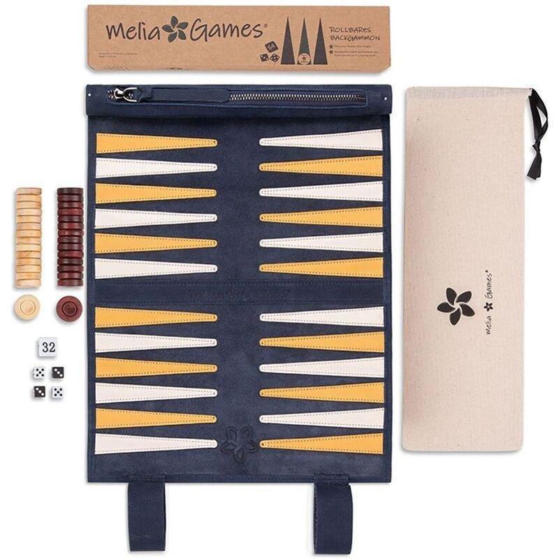 Melia Games Backgammon Travel Roll Up Leather Set - Canarias, , large image number 2