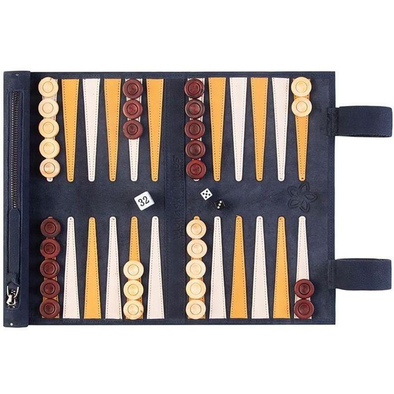Melia Games Backgammon Travel Roll Up Leather Set - Canarias, , large image number 4