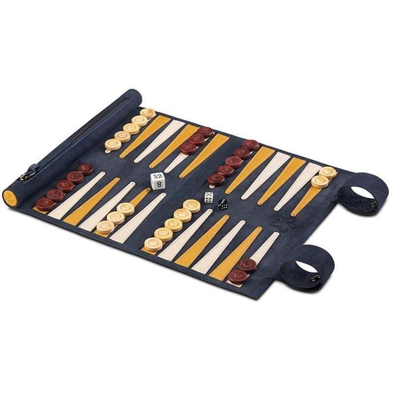 Melia Games Backgammon Travel Roll Up Leather Set - Canarias, , large image number 5