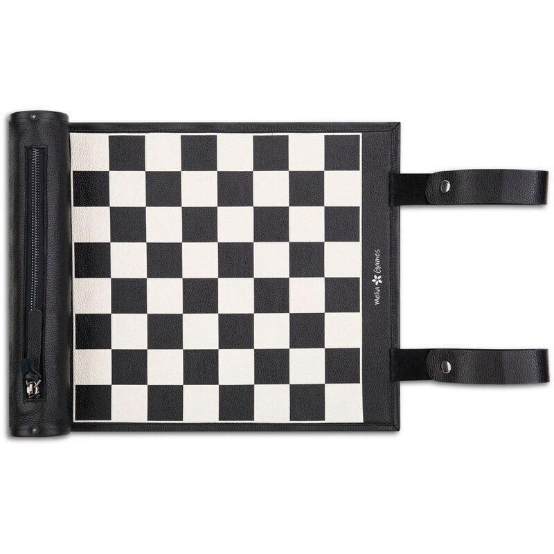 Melia Games Magnetic Chess Roll Up Leather Set - Black & White, , large image number 2