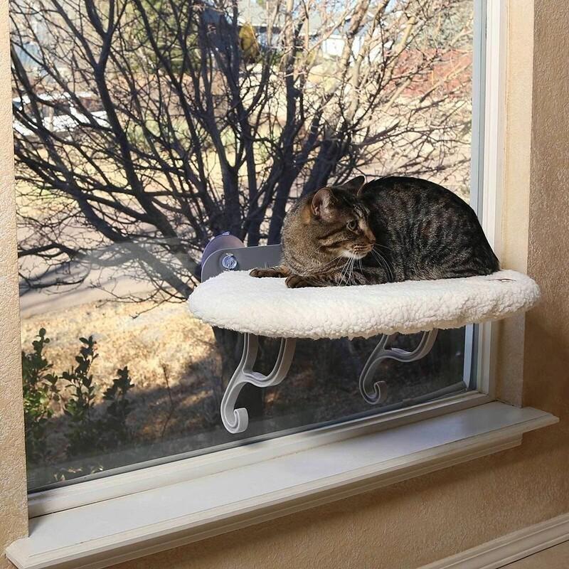 K & H Universal Mount Kitty Sill Window-Perch Bed - Fleece (14 x 24 Inch), , large image number 1