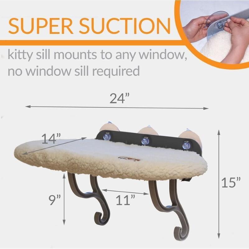 K & H Universal Mount Kitty Sill Window-Perch Bed - Fleece (14 x 24 Inch), , large image number 2