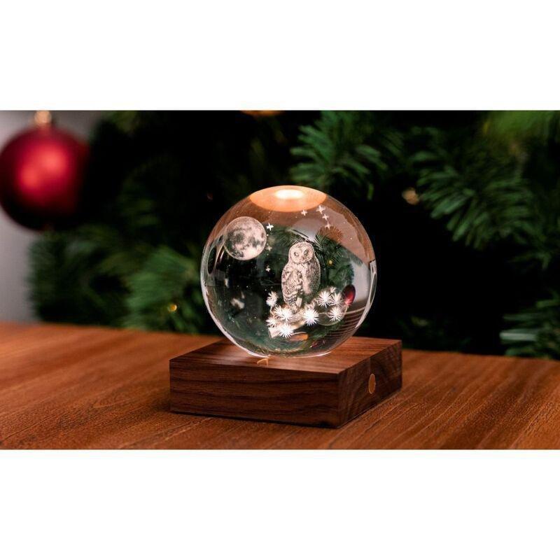 Gingko Design Amber Crystal Owl Moon Light, , large image number 0