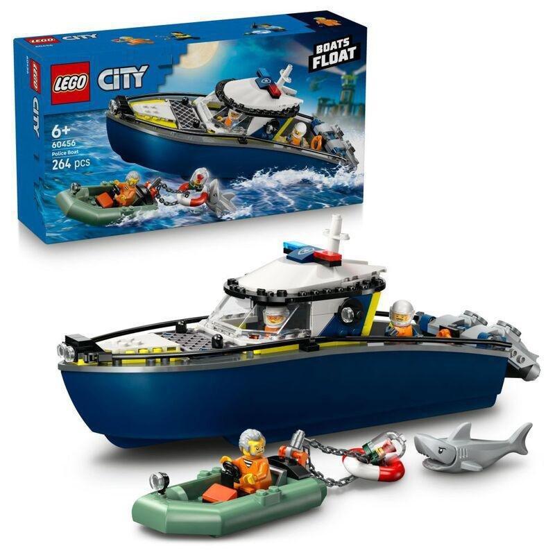 LEGO City Police Boat Chase Toy with a Floatable Speedboat and Dinghy - 60456 (264 Pieces), , large image number 0