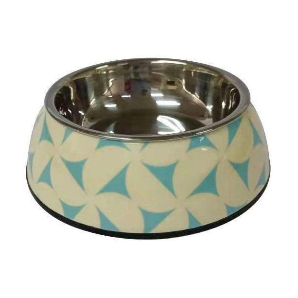 Nutrapet Applique Melamine Round Pet Bowl - Blue & Jasmine - Small - 160/5.4 ml/oz (14 x 4.5 cm), , large image number 0