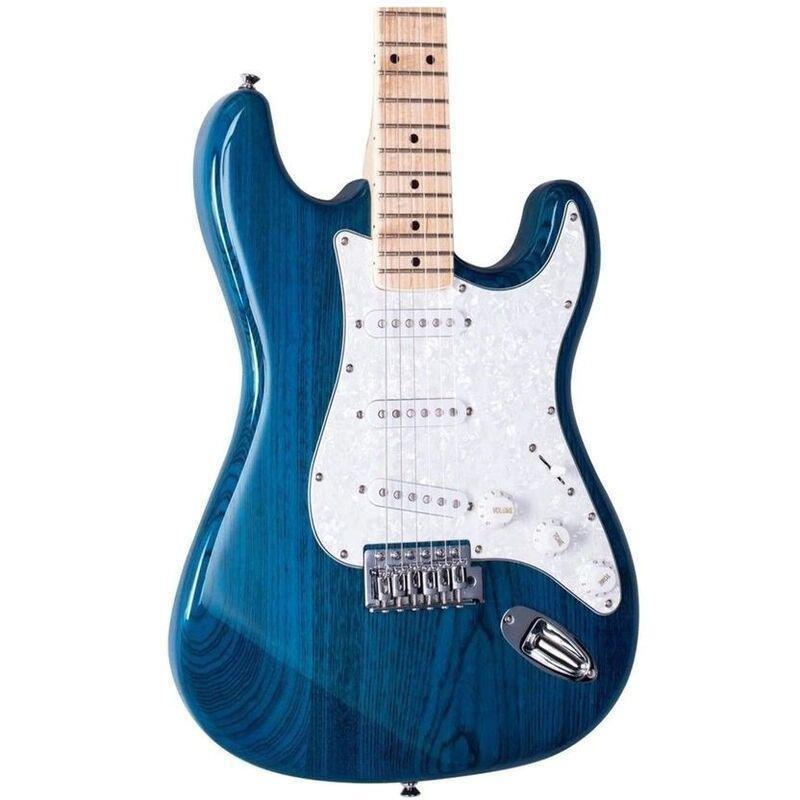 SX Guitar SST/ASH/TBU Ash Series Stallion Electric Guitar - Trans Blue, , medium