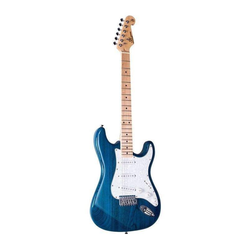 SX Guitar SST/ASH/TBU Ash Series Stallion Electric Guitar - Trans Blue, , large image number 1