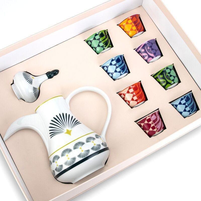 Silsal Bahja Dallah & 8 Arabic Coffee Cups Gift Box, , large image number 1