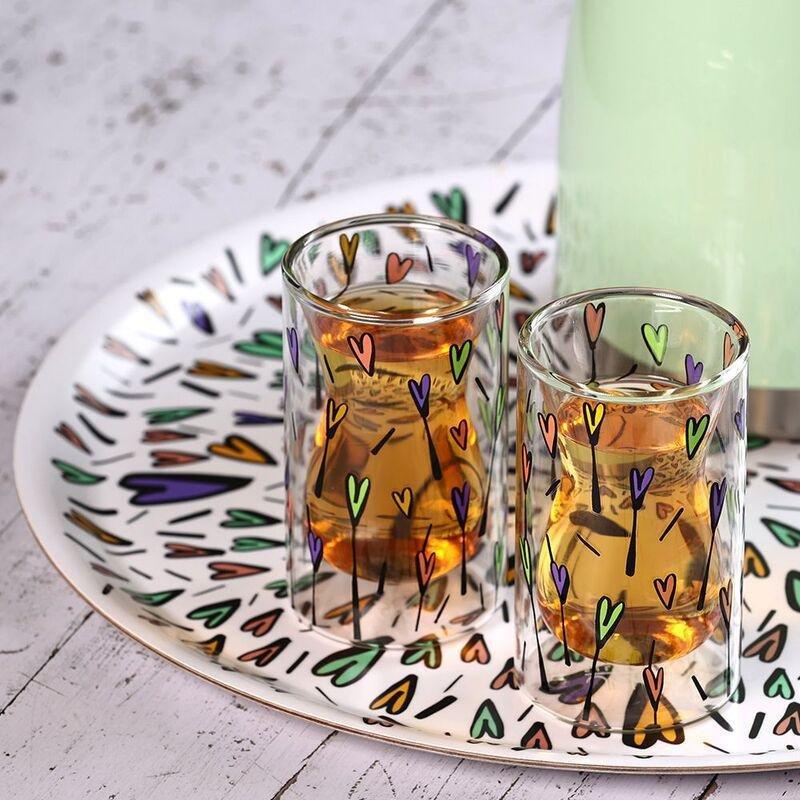 Silsal Hubbak Double Wall Glass Cups For Tea Karak Coffee Hot And Cold Drinks Beverages (Set Of 2), , large image number 1