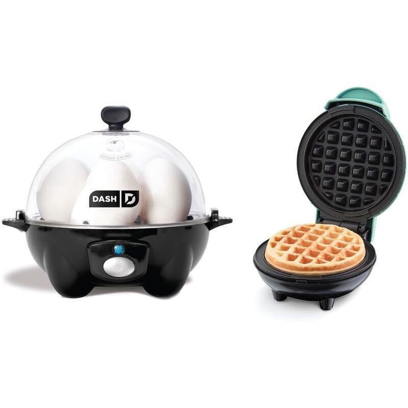 Dash Rapid Egg Cooker - Black with Free Dash Waffle Maker - Aqua (Bundle), , large image number 0