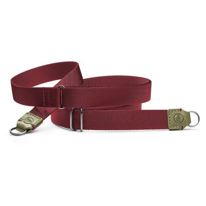 Leica Carrying Strap Fabric Leather Olive - Burgundy, , medium