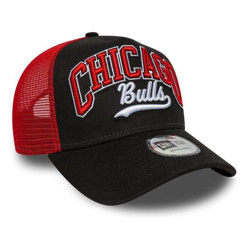 New Era Script Logo 9Forty Trucker Chicago Bulls Black Cap (One Size), , large image number 1