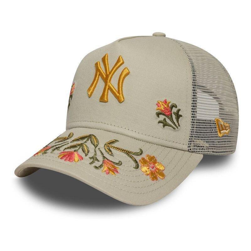 New Era Floral Icon 9Forty Trucker New York Yankees Light Beige Cap (One Size), , medium