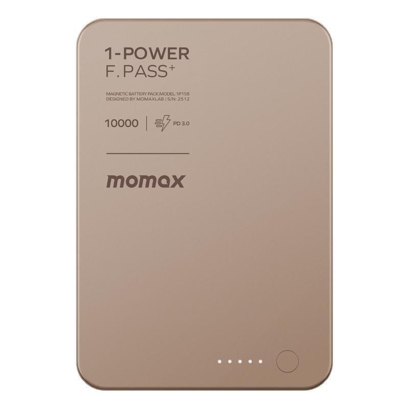 Momax 1-Power F.Pass+ 10000mAh Power Bank With Built-In Cable & Magnetic Attachment- Desert Titanium, , large image number 2