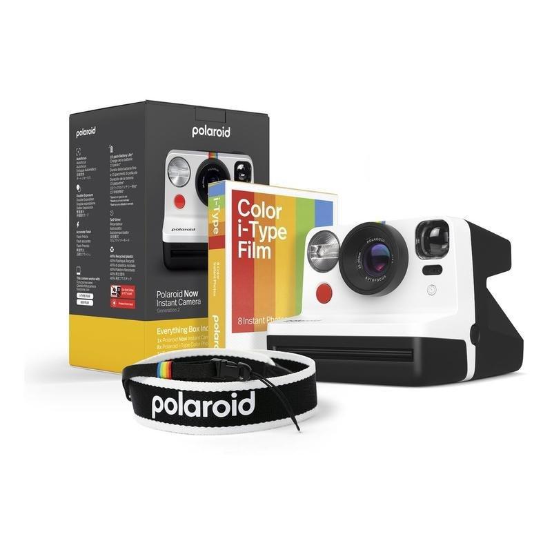 Polaroid EB now Gen 2 B&W Instant Camera - White Frame & Strap, , large image number 0