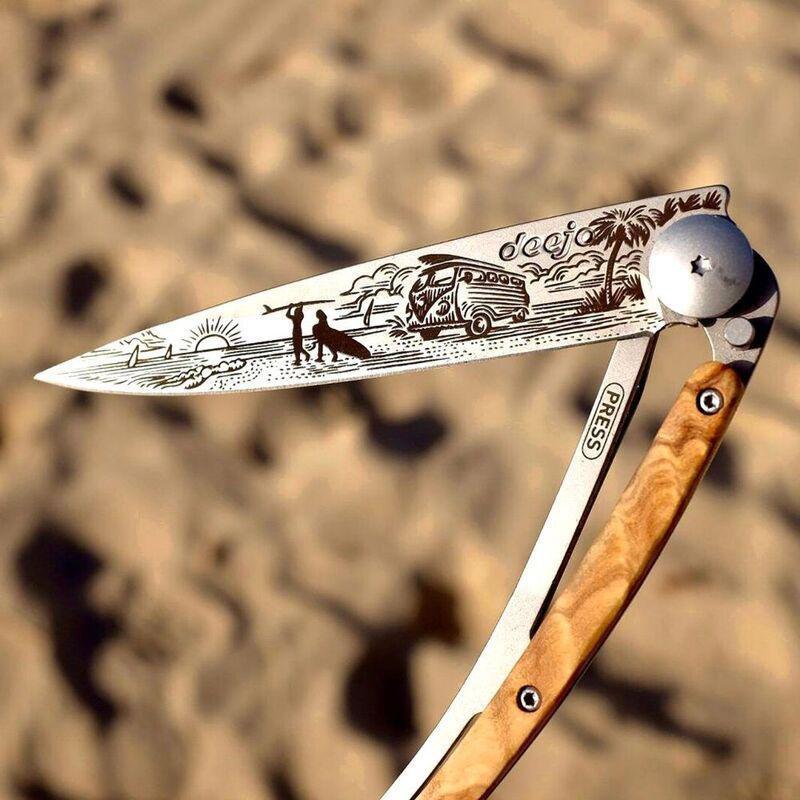 Deejo 37G Pocket Knife - Olive Wood/Van Life (Grey), , large image number 5