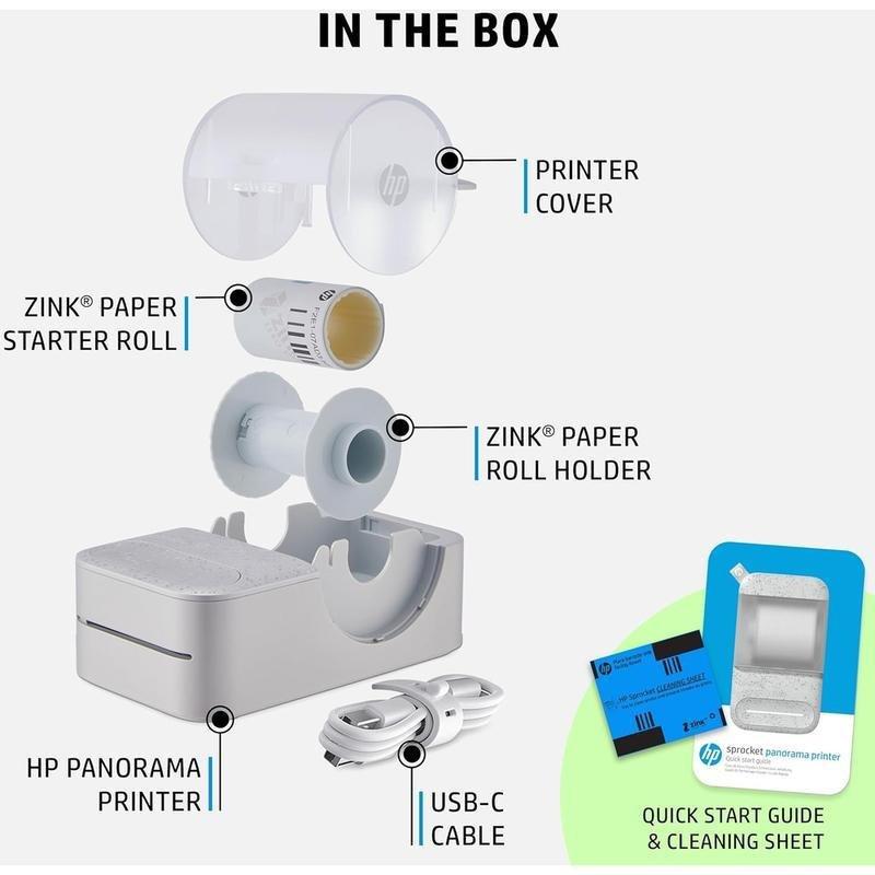 HP Sprocket Panorama 500 Instant Portable Color Label & Photo Printer - White, , large image number 1