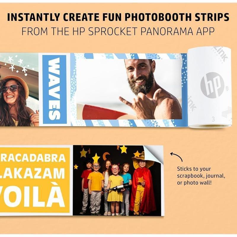 HP Sprocket Panorama 500 Instant Portable Color Label & Photo Printer - White, , large image number 2
