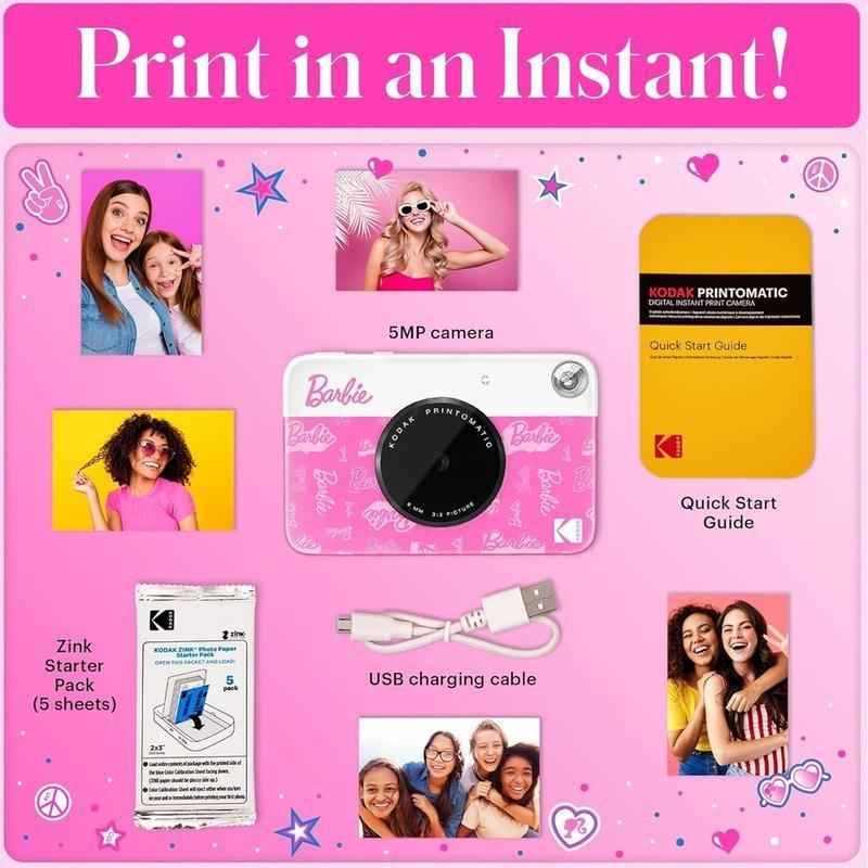 Kodak x Barbie Printomatic 2x3 Instant Print Camera 5MP Portable Instant Camera - Signature Style, , large image number 2
