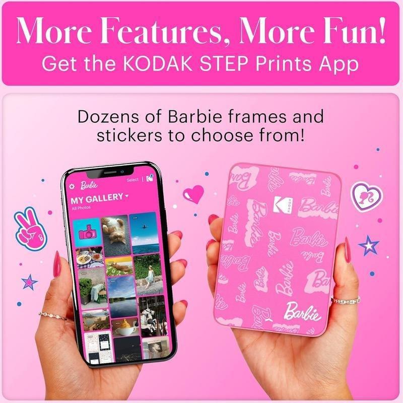 Kodak x Barbie Step Slim Wireless Instant Portable Photo Printer 2x3 Full Color Portable Printer - Signature Style, , large image number 2