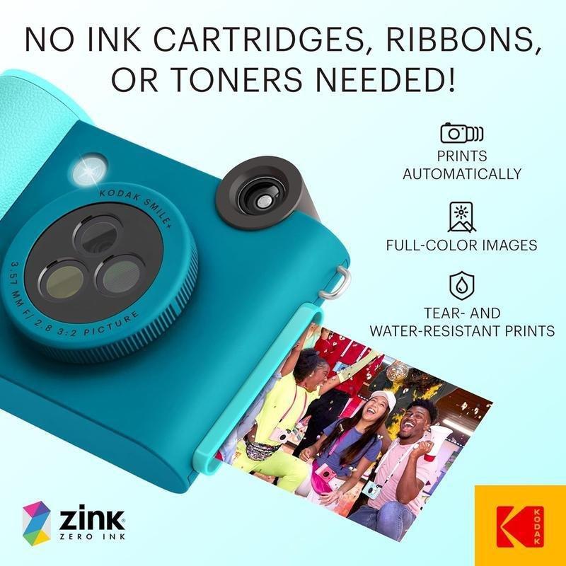 Kodak Smile+ 2x3 Digital Instant Camera with Mobile photo Printer - Effect Lenses - Blue, , large image number 1