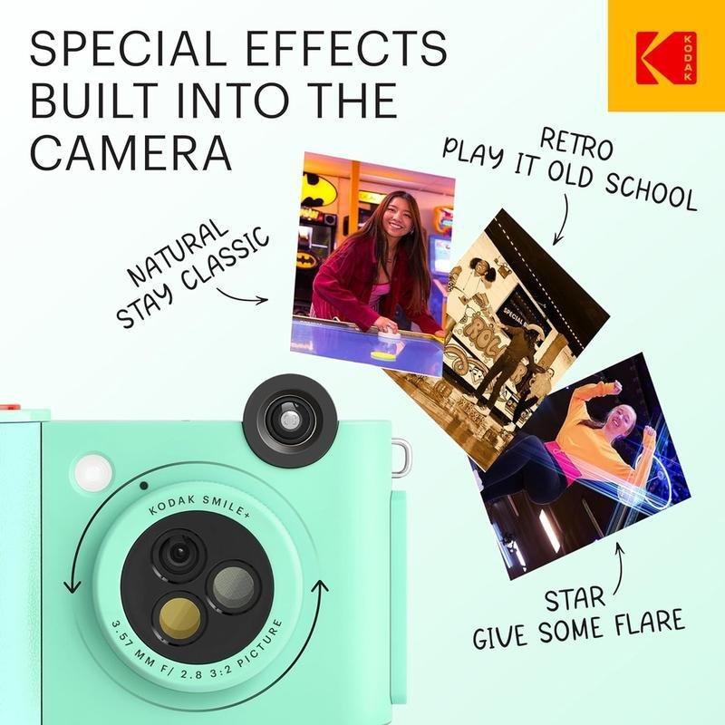 Kodak Smile+ 2x3 Digital Instant Camera with Mobile Photo Printer - Effect Lenses - Green, , large image number 0