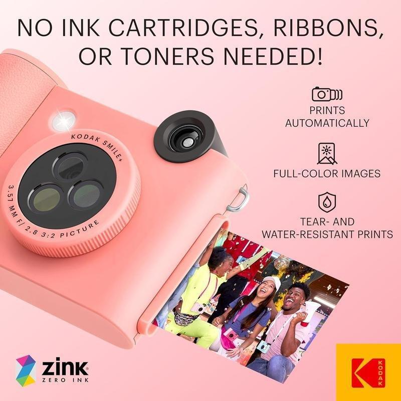 Kodak Smile+ 2x3 Digital Instant Camera with Mobile Photo Printer - Effect Lenses - Pink, , large image number 0